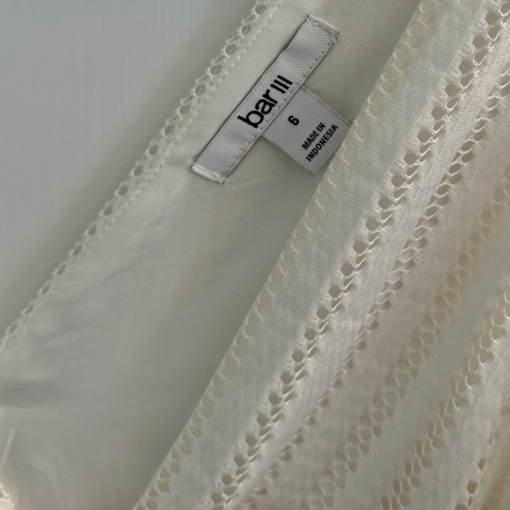 NWT BAR III Pastelle Femme White Striped V Neck Illusion Dress Fit Flare Size 6 - Picture 3 of 7
